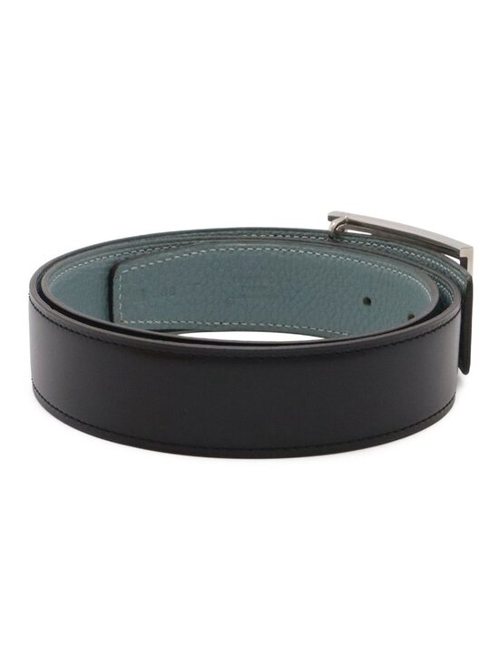 Hermes Chaine D\'ancre Reversible Belt Leather Black Blue Gray Silver 80 main image 9